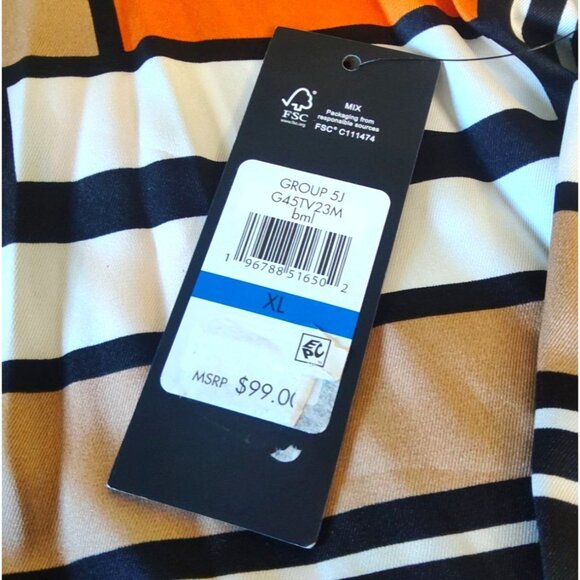 Karl Lagerfeld Womens Abstract Geometric Button-Down XL Long Sleeve Blouse Shirt - Picture 7 of 12